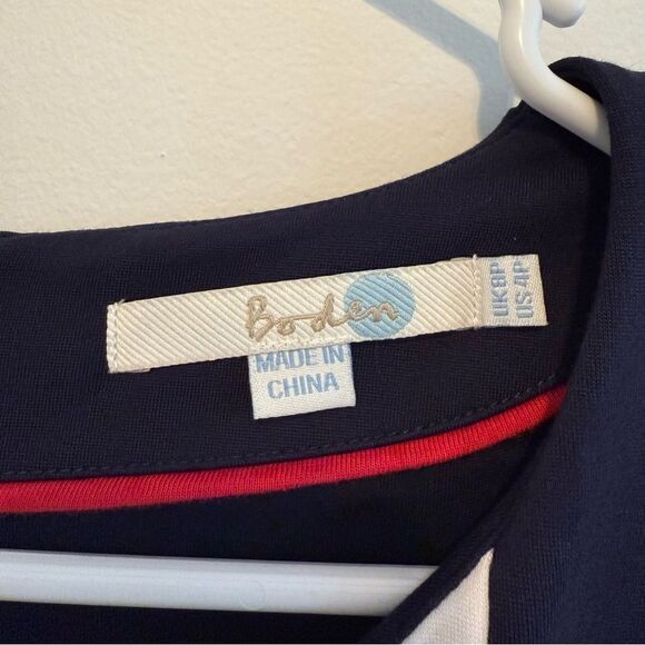 Boden Flora Ponte Navy Pink Midi V-Neckline Sheath Silhouette Size 4P - Picture 4 of 9